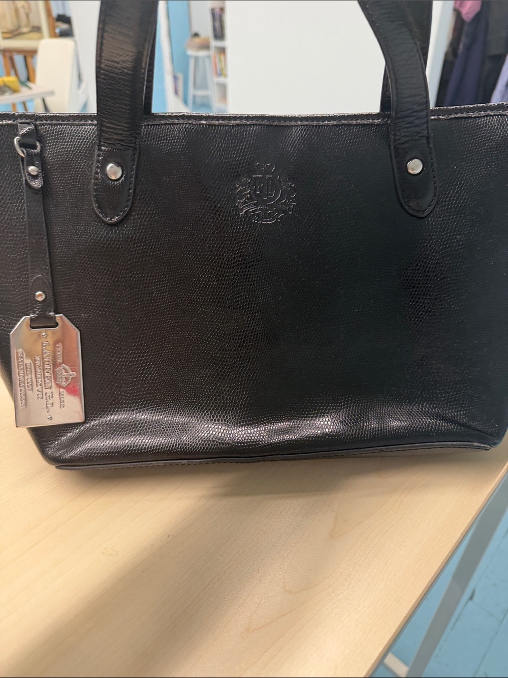 Lauren Ralph Lauren Black Patent Leather Tote